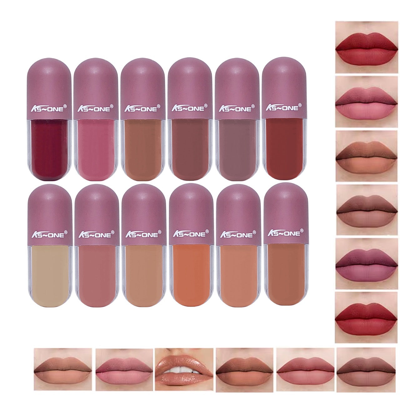 Ks-One - Mini Capsule Matte Lip Gloss Set of 12